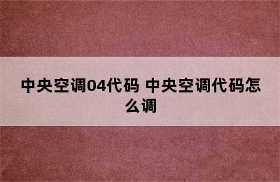 中央空调04代码 中央空调代码怎么调